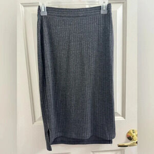 Apt. 9 Pencil Skirt Solid Gray Small Ribbed Knit Elastic Waist Pull On Body Con